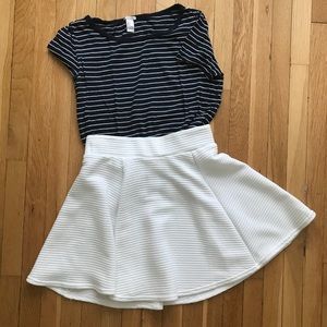 H&M White Textured Skater Skirt